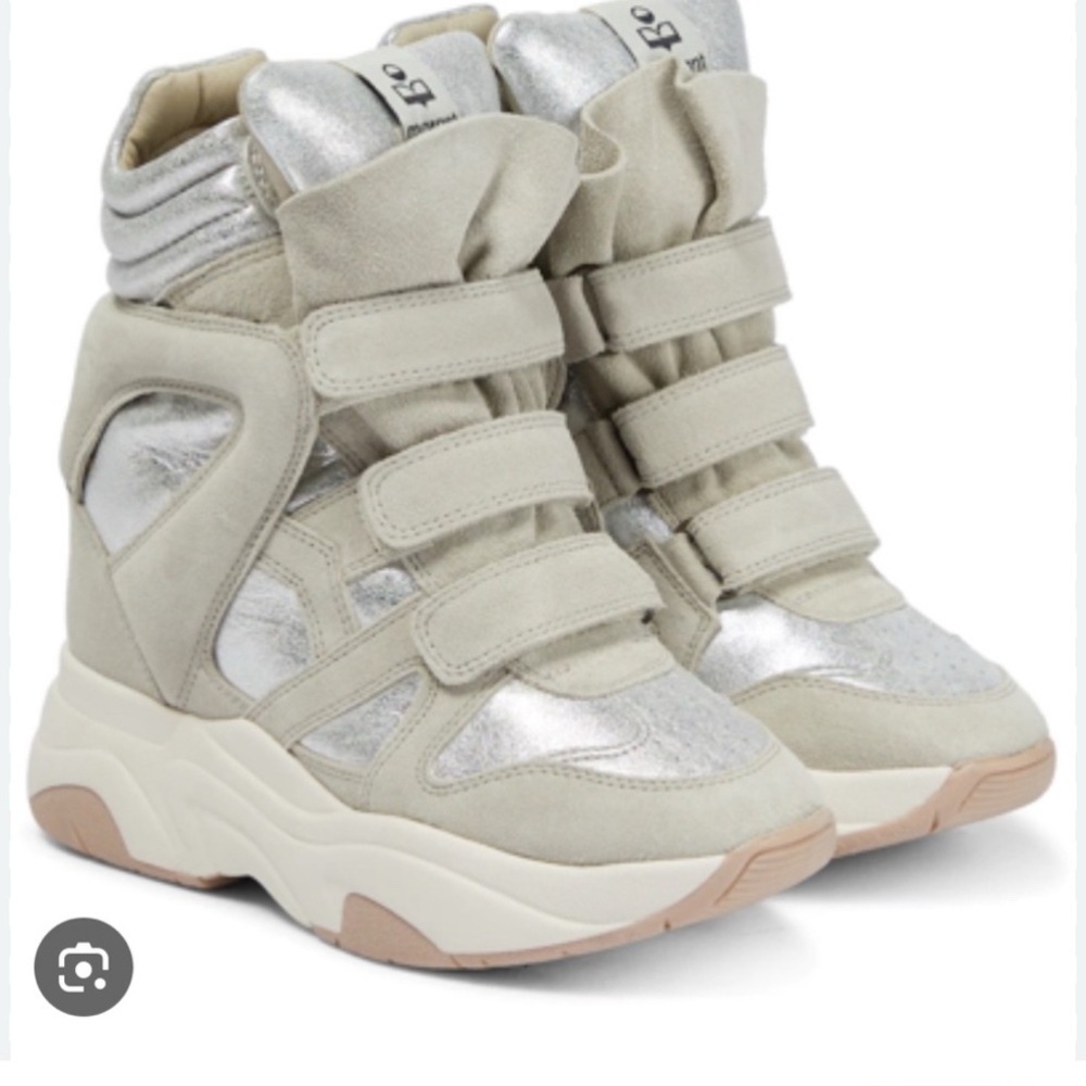 Isabel Marant Silver and Cream Athletic Shoes